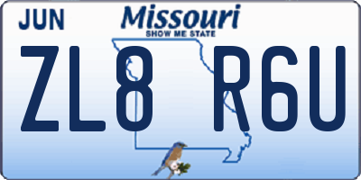 MO license plate ZL8R6U
