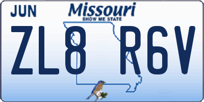MO license plate ZL8R6V
