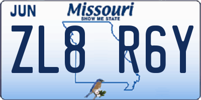 MO license plate ZL8R6Y