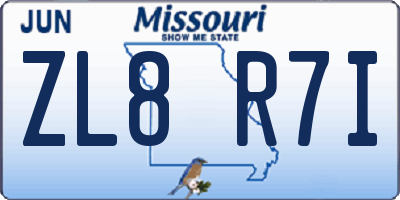 MO license plate ZL8R7I