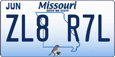 MO license plate ZL8R7L