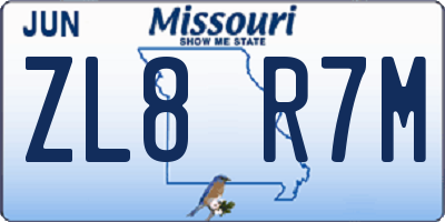 MO license plate ZL8R7M