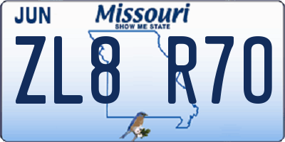 MO license plate ZL8R7O