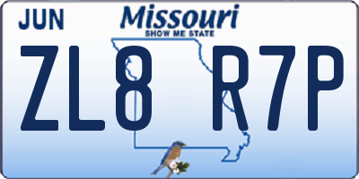 MO license plate ZL8R7P
