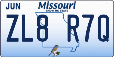 MO license plate ZL8R7Q