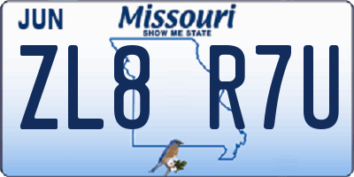 MO license plate ZL8R7U