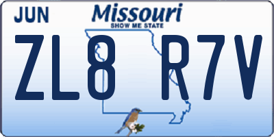 MO license plate ZL8R7V