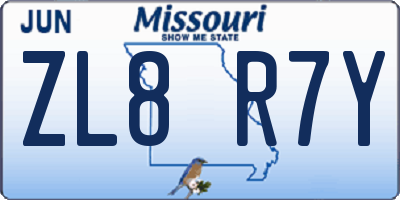 MO license plate ZL8R7Y
