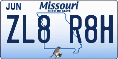 MO license plate ZL8R8H