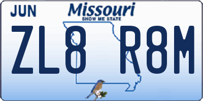 MO license plate ZL8R8M