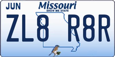 MO license plate ZL8R8R