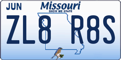 MO license plate ZL8R8S