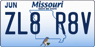 MO license plate ZL8R8V