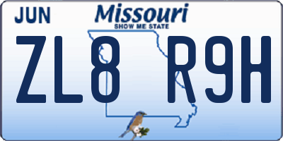 MO license plate ZL8R9H