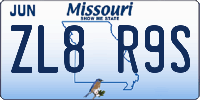 MO license plate ZL8R9S