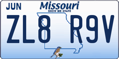 MO license plate ZL8R9V