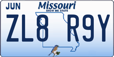MO license plate ZL8R9Y