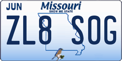MO license plate ZL8S0G