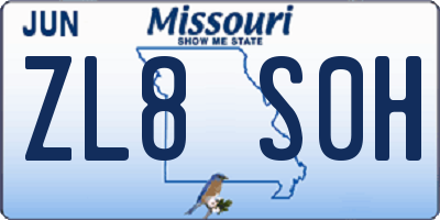 MO license plate ZL8S0H
