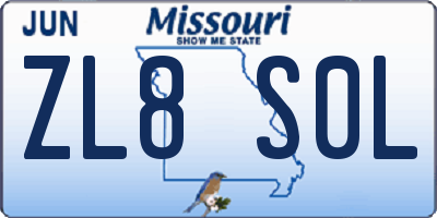 MO license plate ZL8S0L
