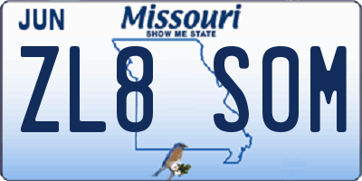 MO license plate ZL8S0M