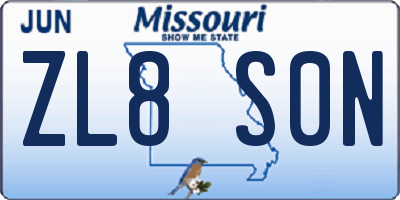 MO license plate ZL8S0N