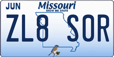 MO license plate ZL8S0R