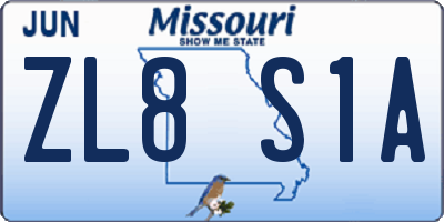 MO license plate ZL8S1A