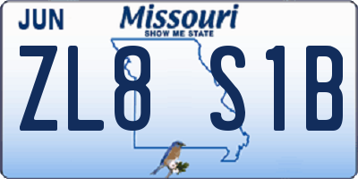 MO license plate ZL8S1B