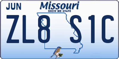 MO license plate ZL8S1C