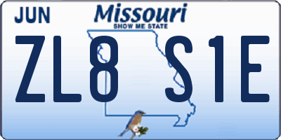 MO license plate ZL8S1E