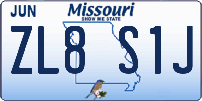 MO license plate ZL8S1J