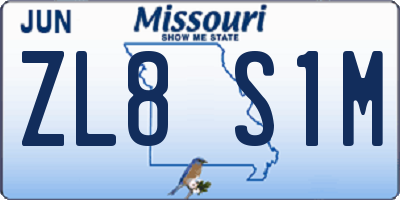 MO license plate ZL8S1M