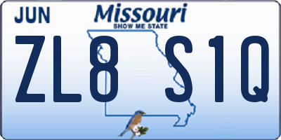 MO license plate ZL8S1Q