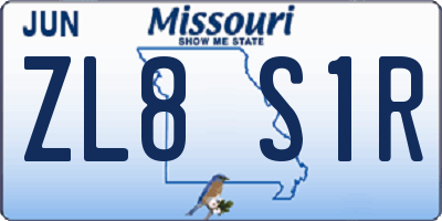 MO license plate ZL8S1R