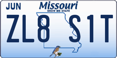 MO license plate ZL8S1T