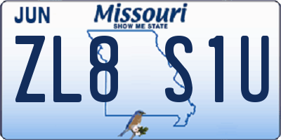 MO license plate ZL8S1U