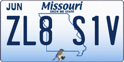 MO license plate ZL8S1V