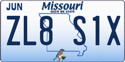 MO license plate ZL8S1X