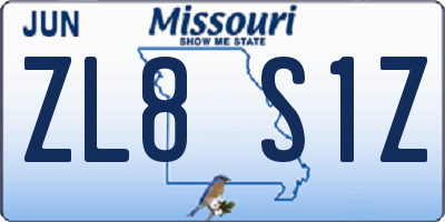 MO license plate ZL8S1Z