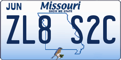 MO license plate ZL8S2C