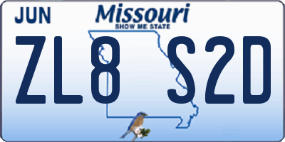 MO license plate ZL8S2D
