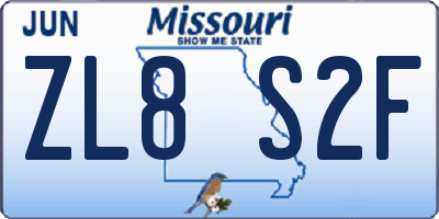 MO license plate ZL8S2F