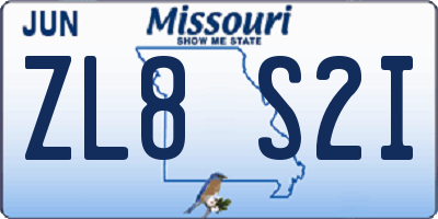 MO license plate ZL8S2I