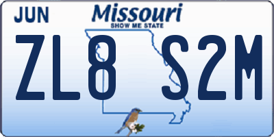 MO license plate ZL8S2M