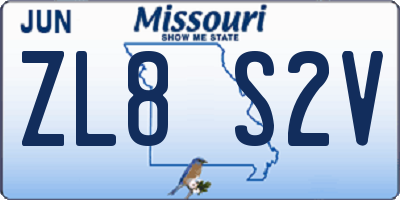 MO license plate ZL8S2V