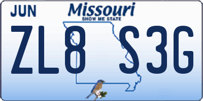 MO license plate ZL8S3G