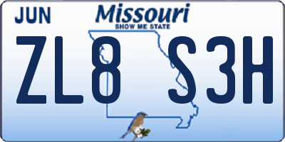 MO license plate ZL8S3H