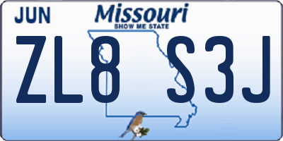 MO license plate ZL8S3J
