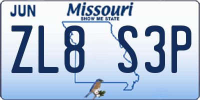 MO license plate ZL8S3P